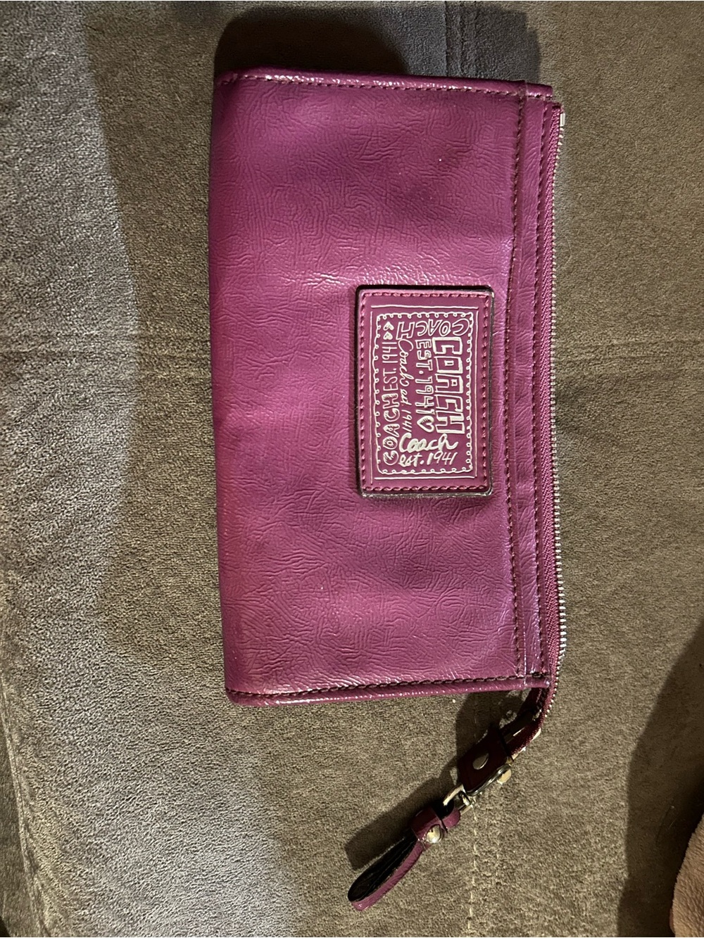 Coach Magenta Leather Zip Wallet Clutch